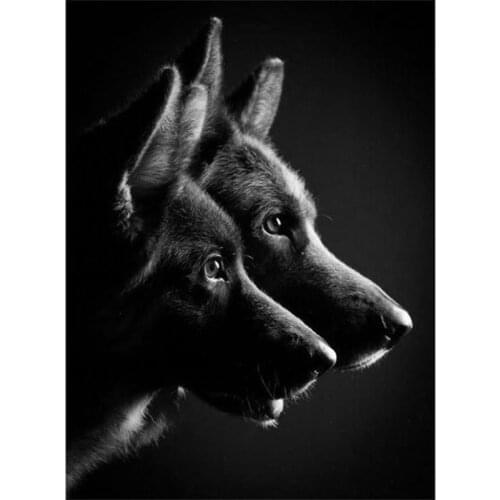 Black and white german shepherd 5D Diy Diamond Painting animal Diamond Embroidery Cross Stitch Rhinestones Diamond MosaicZP-762