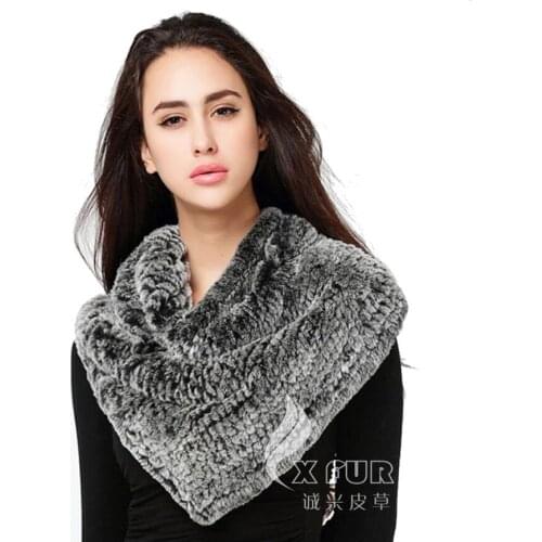 CX-S-106 New Products Wholesale Warm Genuine Rex Rabbit Fur Knitted Scarf