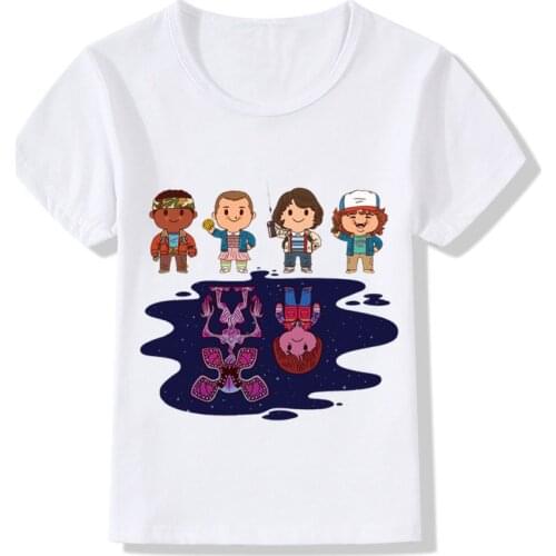 Children Cartoon Stranger Things Character Design Funny T-Shirt Kids Baby Fashion Clothes Boys/Girls Summer Tops Tees