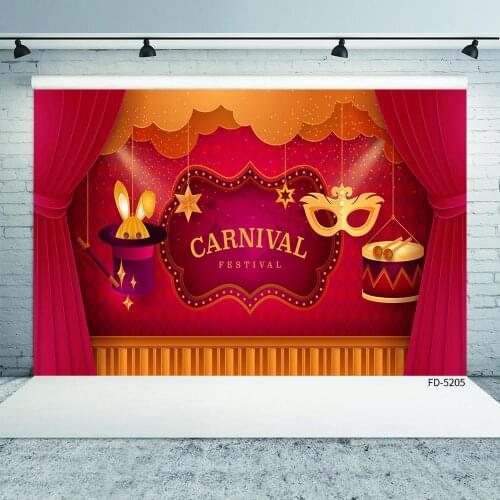 Red Curtain Mask Magic Photography Background Customized Backdrop for Baby Children Carnival Festival Photoshoot Photo Studio