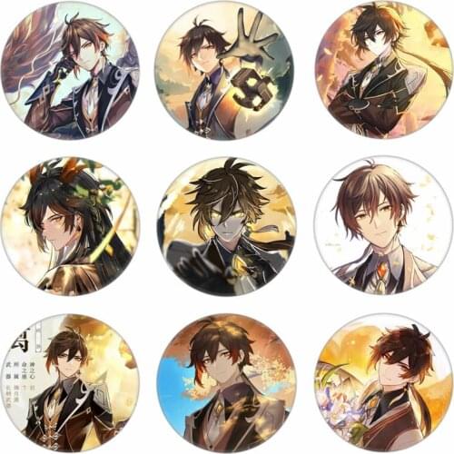Genshin Impact Zhongli Cosplay Badges Hot Anime Game Costumes Accessories Pins Brooches Gifts