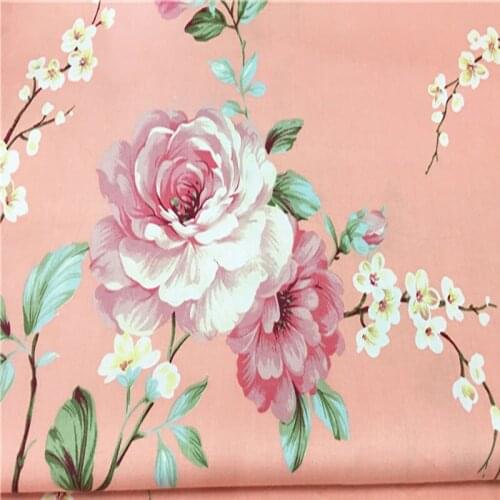 So Pretty 50x160cm Orange Dyed Plum Flowers Printed Cotton Fabric Bedding Quilting Clothing DIY fabric