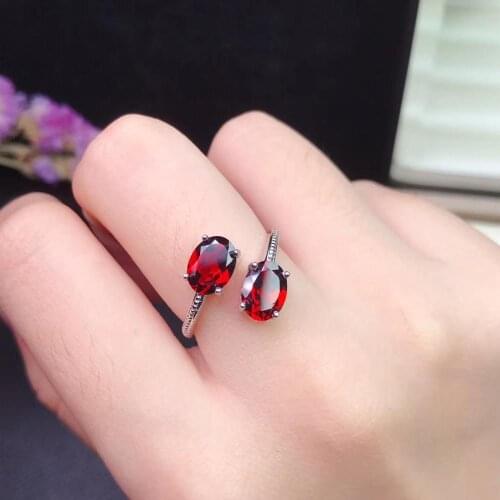 Natural garnet ring, 925 silver, cheap, simple and exquisite, beautiful colors, the product of nature
