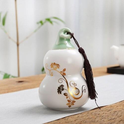 Mini Gourd Shaped Tea Box Food Box Box Dried Fruit Jar Kitchen Seasoning Sealed Bottle Tea Set Storage Jar Ceramic gift