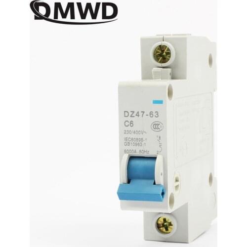 DZ47-63 6A 10A 16A 1P AC 230V Or 400V 20A 25A 32A 40A 50A 63A Mini Circuit Breaker MCB Cutout Switch Breaker Switch Chopper