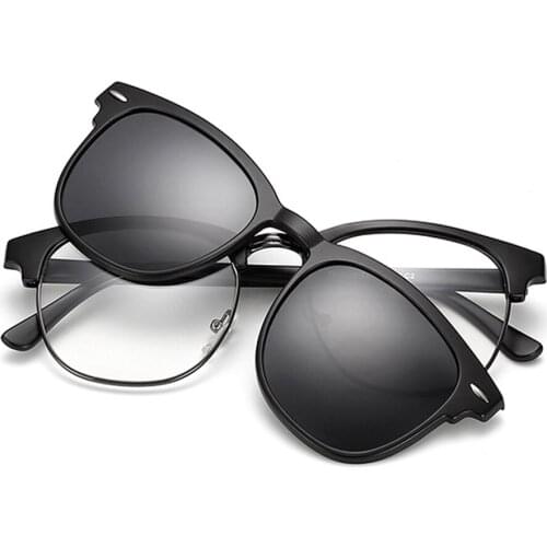 Samjune Clip on Sunglasses clip on glasses half frame Men Women mirror clip Sun Glasses Night Vision Driving sunglasses for men