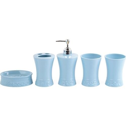Five-Piece Wash Set European Style Carved Wash Set Tumbler Soap Dish For Home Office Hotel