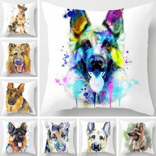 ZENGIA German Shepherd Cushion Covers Polyester Dog Pillow Cover Animal Print Decorative Pillows For Sofa/Seat/Home Decoration
