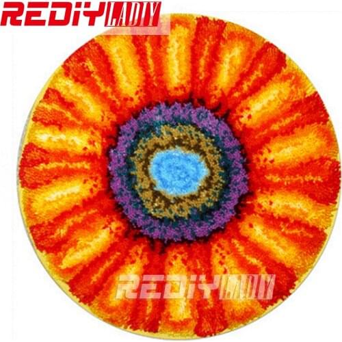 2015 New Latch Hook Rug Kits DIY Needlework Unfinished Crocheting Rug Yarn Cushion Mat Embroidery Carpet Rug Sunflowers for Gift