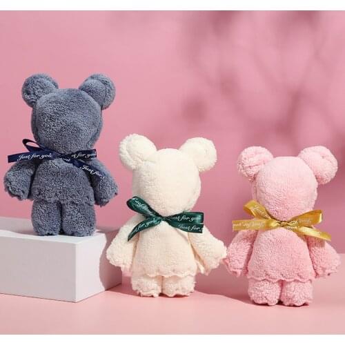 2021 new coral velvet bear-shaped towel as a gift in return, with souvenir, soft, absorbent and non-shedding towels bathroom