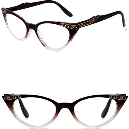 Retro Reading Glasses cats eyes Brown Frame Large Size Optical Eyeglasses for Men Women Ultralight High Quality +0.75 To +4.0