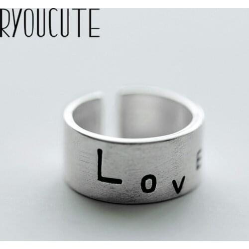 Vintage Silver Color LOVE Letter Rings for Women Adjustable Size Rings For Men Girls Open Jewelry