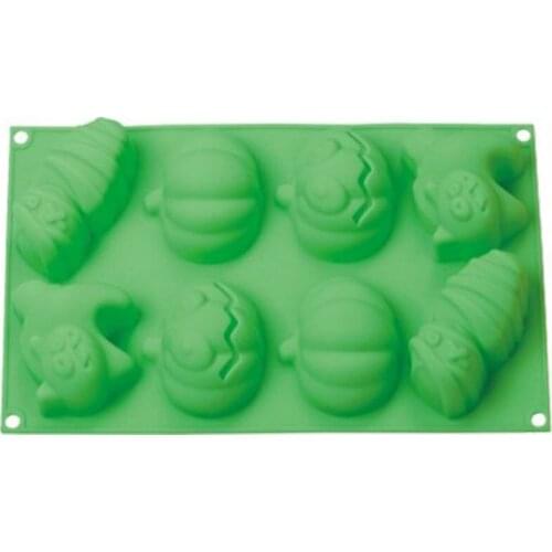 Easter 8 cavity Cat mummy pumpkin shape silicone mould Fondant cake mold, soap mold chocolate mold baking tools