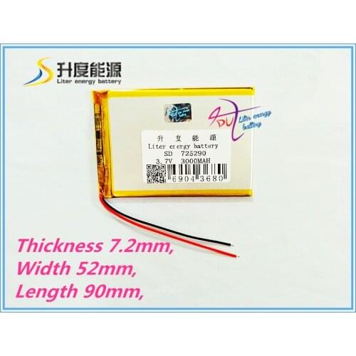 Tablet battery 3.7V 3000mah 725290 tablet battery with protection board For PDA Tablet PC Digital Product