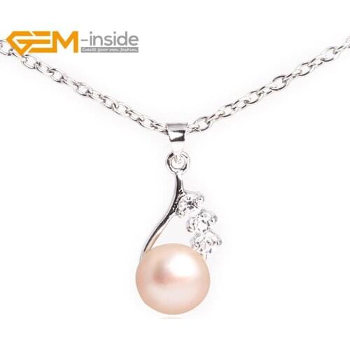 Gem-inside 9-10mm freshwater pearl gold plated frame pendant adjustable size For Women Trinket Gift DIY Jewelry