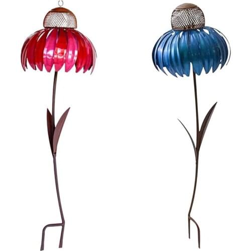 Practical 2PC Sensation Cornflower Bird Feeder Outdoor Premium Standing Bird Feeder Metal Garden Art Flower Pole Stand