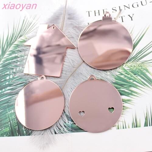 Blank Acrylic Christmas Tree Tags Rose Gold Mirror Circle Clear HeartTags