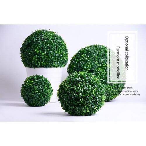 Size To 10/20 Cm Artificial Grass Decoration Plastic Ball Hanging Leaf Effect Green Grass Ball DIY Milan Grass Fake Flower Decor