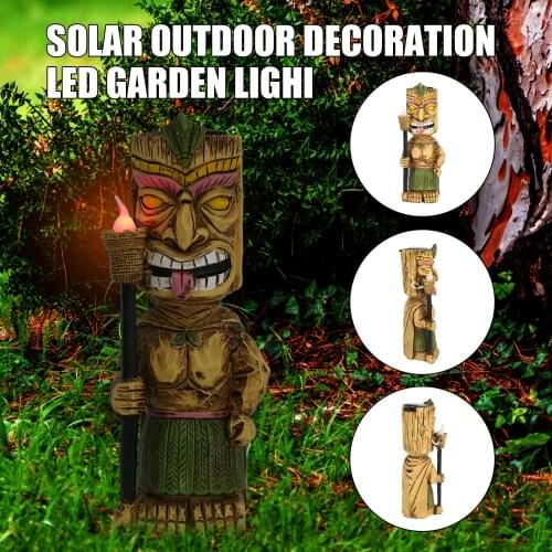 Tiki Guard Solar Powered Outdoor Decor Led Garden Light Decoration Crafts Gardening Sculpture Lawn Lamp For Courtyard
