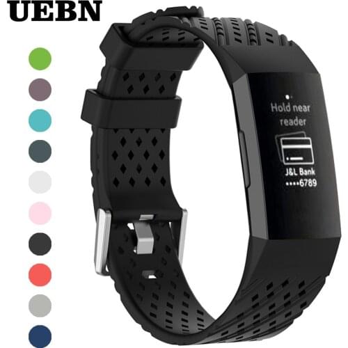 UEBN Sport Silicone strap For Fitbit Charge 3 Watch Band Bracelet For Fitbit Charge 3 Watch Strap Rubber Sport Wristbands