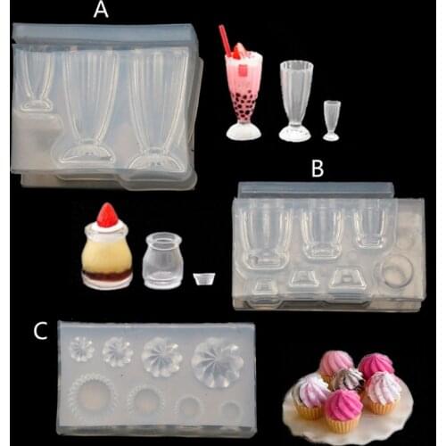 3D Mini Glass Bottle Epoxy Resin Mold Drink Bottle Jar Goblet Cup Simulated Food Mini Cake Cup Silicone Molds Craft Jewelry Tool