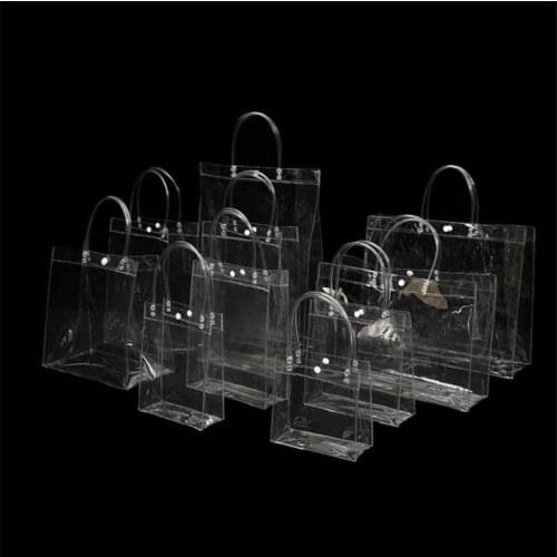 50pcs/lot PVC Waterproof Swimming Bags Transparent Bag Sports Travel Storage Bags Phone Pocket Shoes Gift Bags With Handle