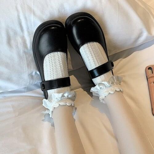 2021 Spring Ladies Flats Mary Janes Shoes Platform Lolita Shoes Girl Shoes White Low Heel Casual Leather zapatos mujer 8933C