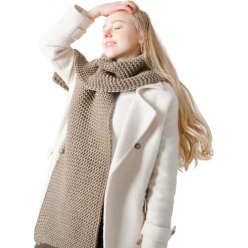 Winter New Women Thick Wool Knitting Shawl Casrf Men Solid Shawl Thick Keep Warm Basic Scarves Soft Muffler Wraps Bufanda Mujer