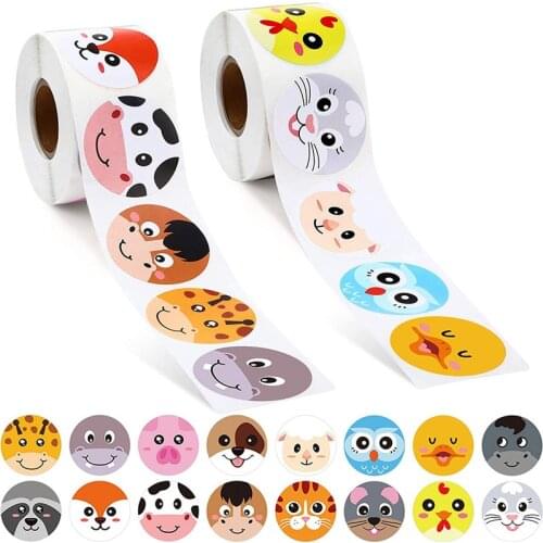 1/1.5 Inch Cartoon Animal Child Toy Gift Reward Motivation Sticker Birthday Party Sticker Baking Office Stationery Decor Label