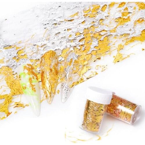 1 Box 3D Gold Silver Mirror Nail Sticker Decals Aluminum Foils Paper Mesh Net Nail Art Glitter Wraps Slider Manicure Decorations