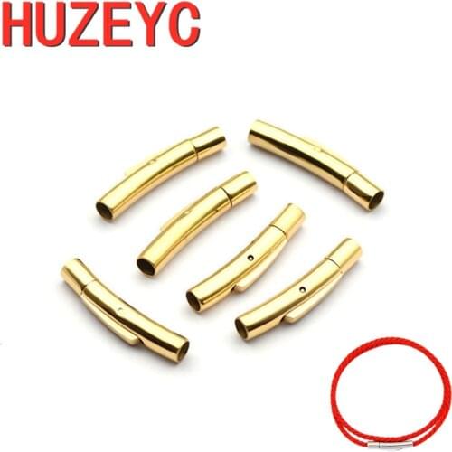 10pcs/Lot Wholesale DIY Jewelry Stainless Steel Bayonet Clasp Hole PushLock Lace Buckle Leather Cord Clasps Bracelet Accessories