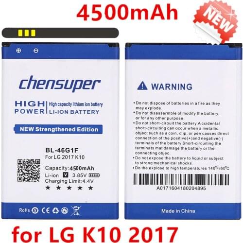 100% Original chensuper 4500mAh BL-46G1F Battery for LG K10 2017 Version K20 Plus TP260 K425 K428 K430H m250 Battery