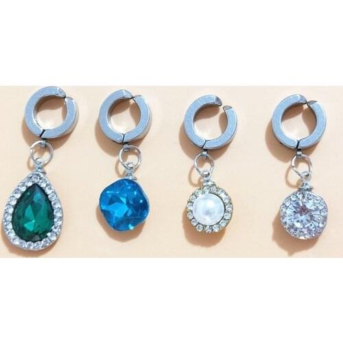 2019 new fashion Shaped High Quality Medical Steel Crystal Pearl Buckle fake non Piercing Navel Belly Button Ring Body Jewelry