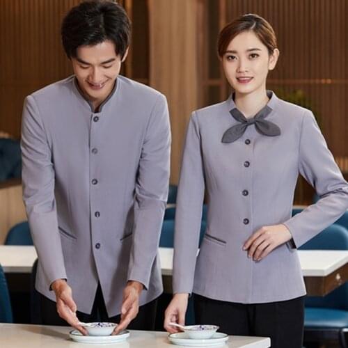2020 Restaurant Hotel Cleaning Long Sleeve Workwear Uniforms Housekeeping Uniform Food Service Women Men Waiter Jackets AS453