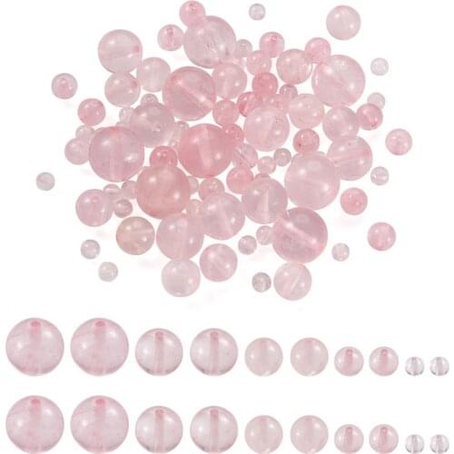 225pcs/Box Natural Stone Rose Quartz Beads Pink Round Loose Spacer Bead Gemstone for Jewelry Making DIY Bracelet Necklace 4~13mm