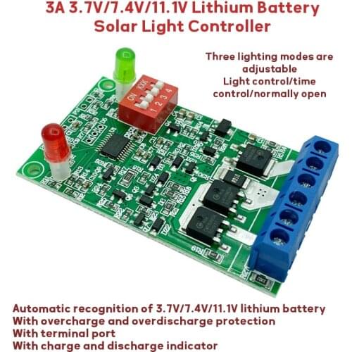 3A 3.7V/7.4V/11.1V Lithium Battery Solar Lawn Light Circuit Board Solar Light Controller Control Board