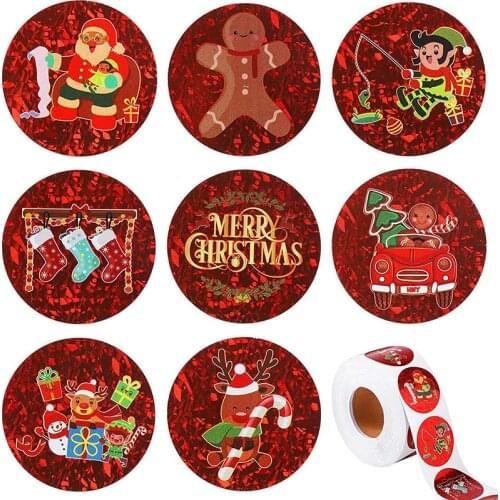 500Pcs Merry Christmas Navidad StickersTree Elk Candy Bag Sealing Sticker Gifts Box Label New Year Xmas Ornaments