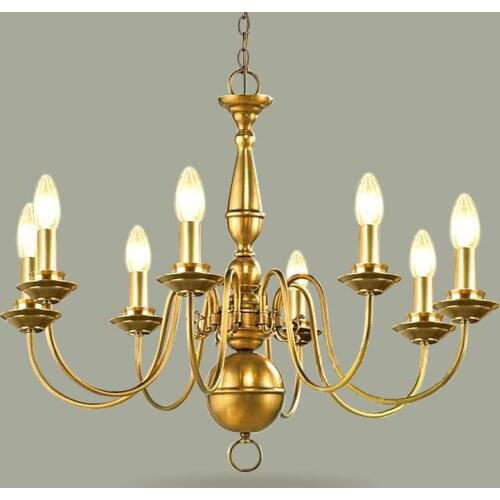 6-8 pcs modern luxury Chandelier for dining room kitchen Candle chandelier led lamparas Copper Cafe light American vintage lamp