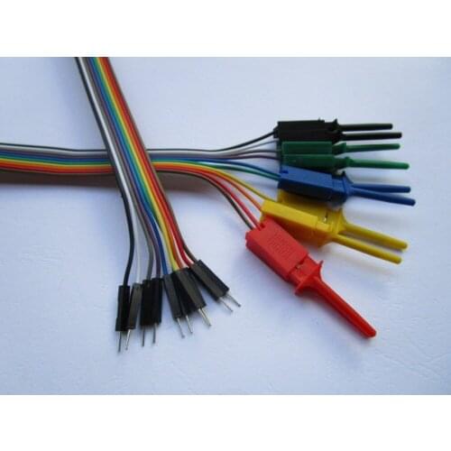 60 pcs Pitch 2.54mm Jumper Wire 1x10 pin Male to Flat Test Clip Ribbon Cable 24cm(9.5")