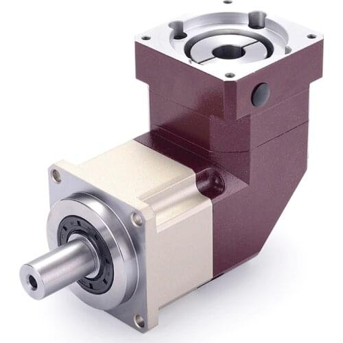 9 arcmin right angle 90 degree helical gear planetary reducer gearbox 15:1 to 100:1 for 60m 200W AC servo motor input shaft 11mm