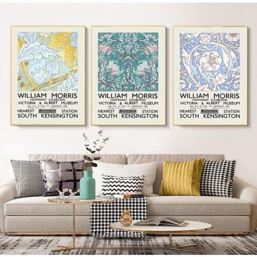 Abstract William Morris Flower Leaf Bird Canvas Paintings Nordic Posters and Prints Wall Art Pictures for Living Room Home Decor