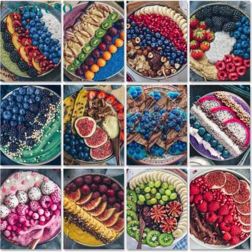 SDOYUNO 40x50cm Acrylic Paint By Numbers Food Scenery Oil Painting By Numbers On Canvas Frameless DIY Beach Home Decor