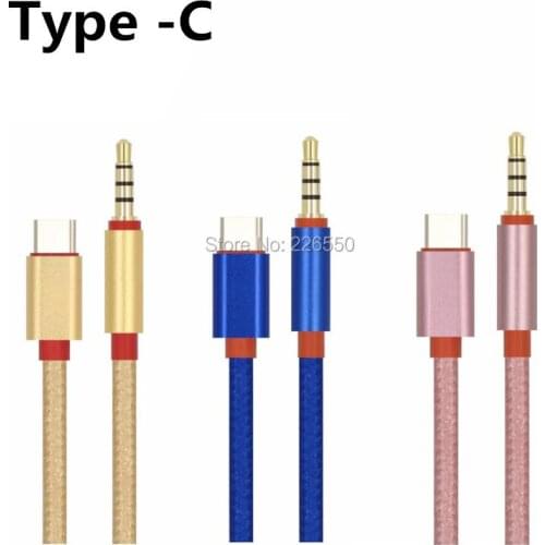 USB Type-C to 3.5mm Car AUX Cable USB-C Type C to Headphone Speaker Audio Cable Adapter For samsung S8 lg g5
