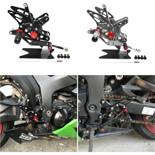CNC Adjustable Rearsets Foot Pegs Rear Set For Kawasaki ZX6R 2007 2008