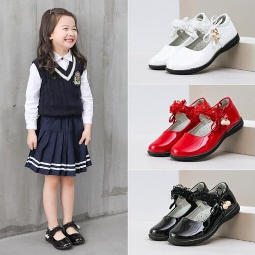 2020New Kids Shoes Girls Leather Shoes for school Student Dress Shoes Black White Red Pink 3T 4T 5T 6T 7T 8T 9T 10T 11T 12T 13T