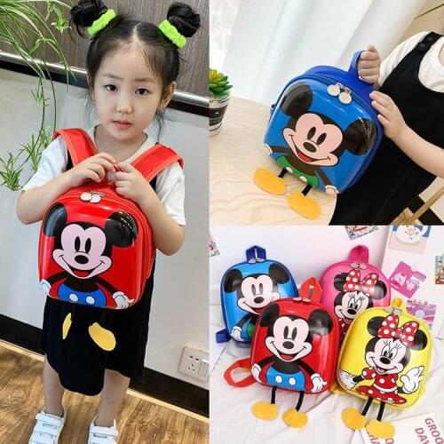 Disney Mickey Minnie Three-dimensional Decoration Eggshell Childrens Backpack 1-3 Year Old Baby Cute Mini Bag Outing Snack Bag