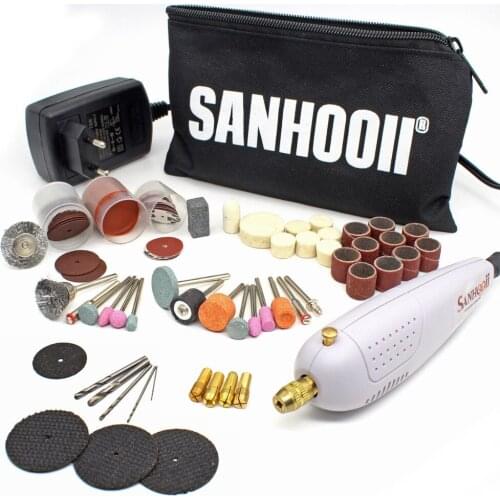 SANHOOII Gray Mini Power Rotary Tool Electric Drill + Grinding Polishing Accessories Set Engraving for Woodworking Jewelry Egg