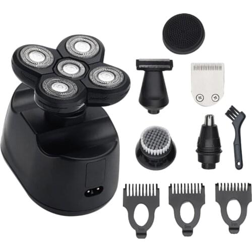 6 in 1 Electric Shavers for Men Bald Head Razors Rechargeable Cordless Wet Dry Rotary Shaver Hair Trimmer LED Display