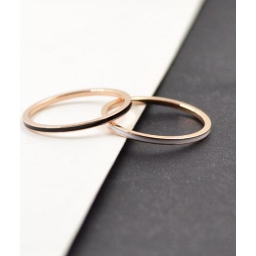 1mm Narrow white/black couple rings for men and women bague femme de marque de luxe, stainless steel ring jewelry anel masculino