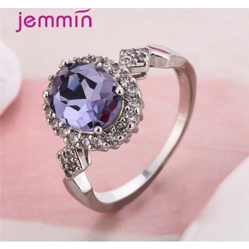 Luxury Big Oval CZ Crystal Rings for Women Bridal Wedding Party 925 Sterling Silver Cubic Zirconia Finger Ring Jewelry